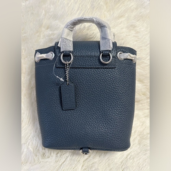 COACH Amelia Convertible Crossbody/Bagpack Soft Pebble Leather Silver/Denim NWOT - Picture 7 of 12